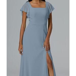 AW BRIDAL 0 XS dusty blue Marianne bridesmaid formal party maxi dress b116